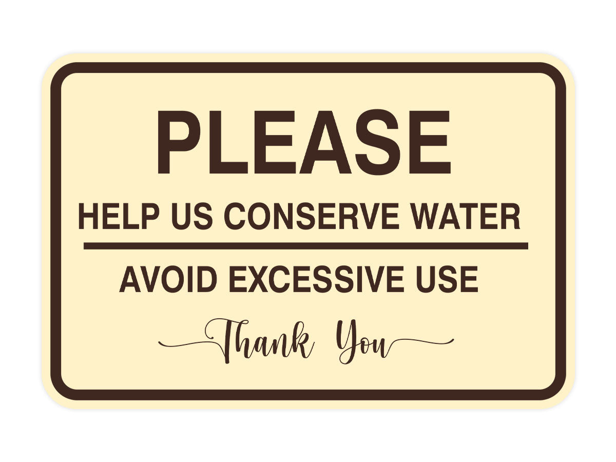 Signs ByLITA Classic Framed Please Help Us Conserve Water Avoid Excessive Use Thank You Door or Wall Sign | Eco-Friendly Home Signs
