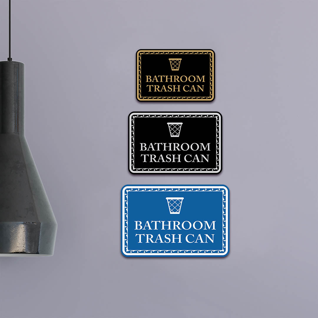 Signs ByLITA Classic Framed Bathroom Trash Can Vintage Bathroom Wall or Door Sign