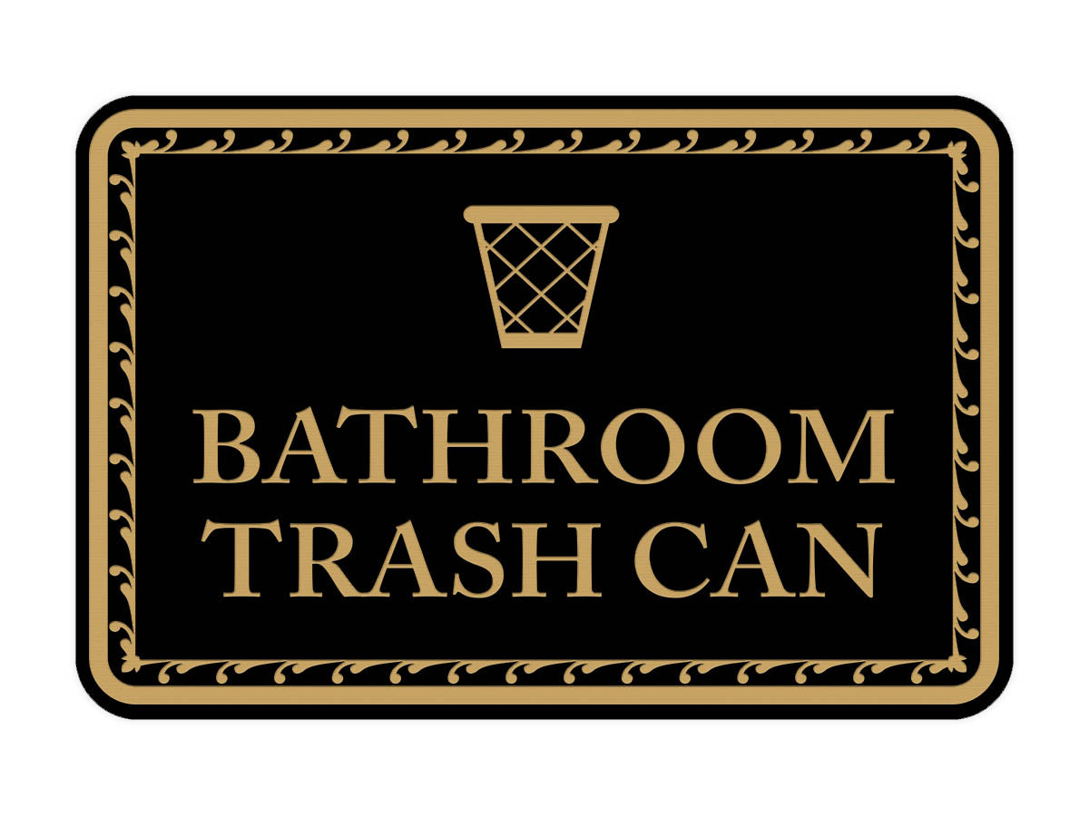 Signs ByLITA Classic Framed Bathroom Trash Can Vintage Bathroom Wall or Door Sign