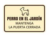 Signs ByLITA Classic Framed Perro En El Jardín Mantenga la Puerta Cerrada Wall or Door | Spanish Home Security Signs