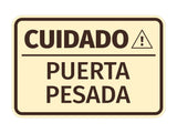 Signs ByLITA Classic Framed Cuidado Puerta Pesada Door or Wall Sign Easy Installation | Health And Safety | Building And Hospitality
