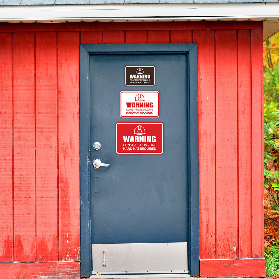 Signs ByLITA Classic Framed Warning: Construction Zone - Hard Hat Required Door or Wall Sign Easy Installation | Health And Safety | Building And Warning Signs