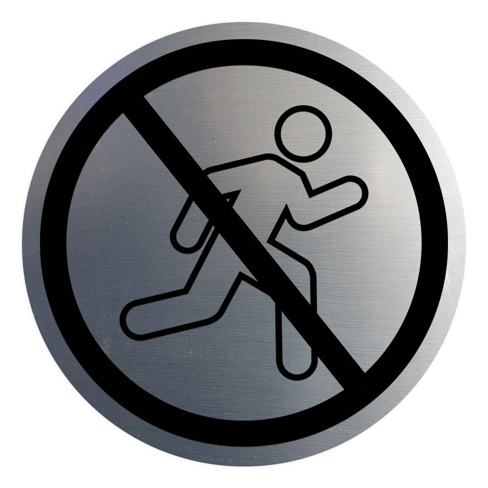 Signs ByLITA Circle No Running Graphic Door or Wall Sign | Easy Installation | Durable Construction | Promote Health And Safety | Caution Warning Sign for Home, Business and Office Spaces