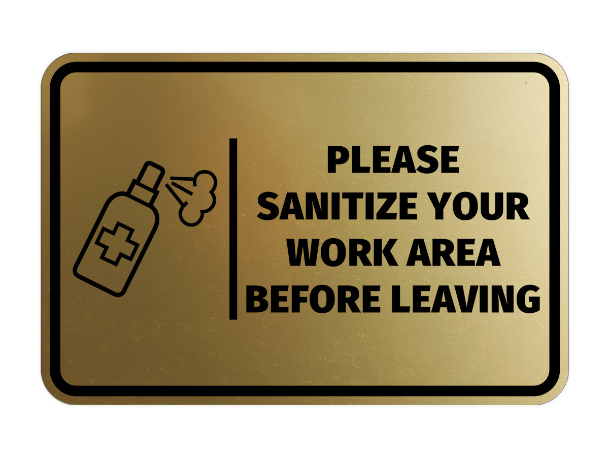 Signs ByLITA Classic Framed Please Sanitize Your Work Area Before Leaving Door or Wall Sign Easy Installation | Health And Safety | Building And Hospitality Signs