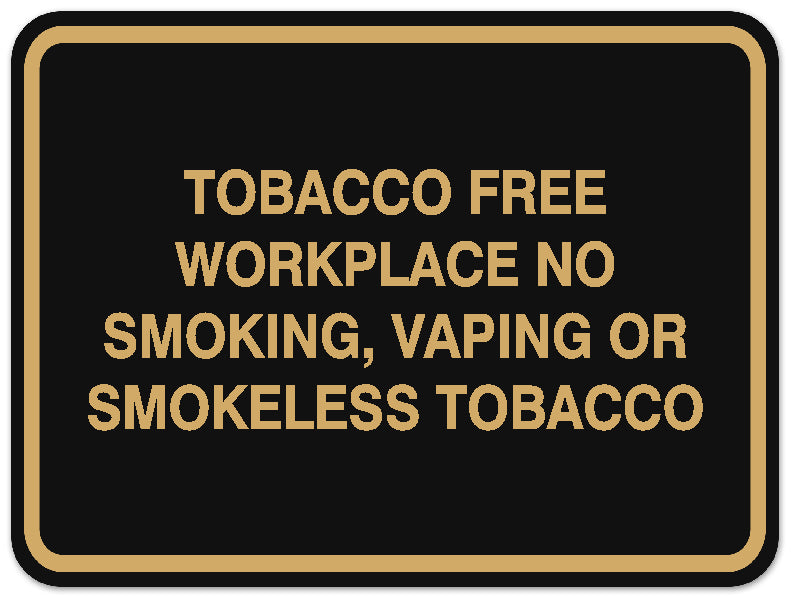 Signs ByLITA Classic Framed TOBACCO FREE WORKPLACE NO SMOKING, VAPING OR SMOKELESS TOBACCO Door or Wall Sign Durable ABS Plastic | Laser Engraved | Easy Installation | Elegant Design