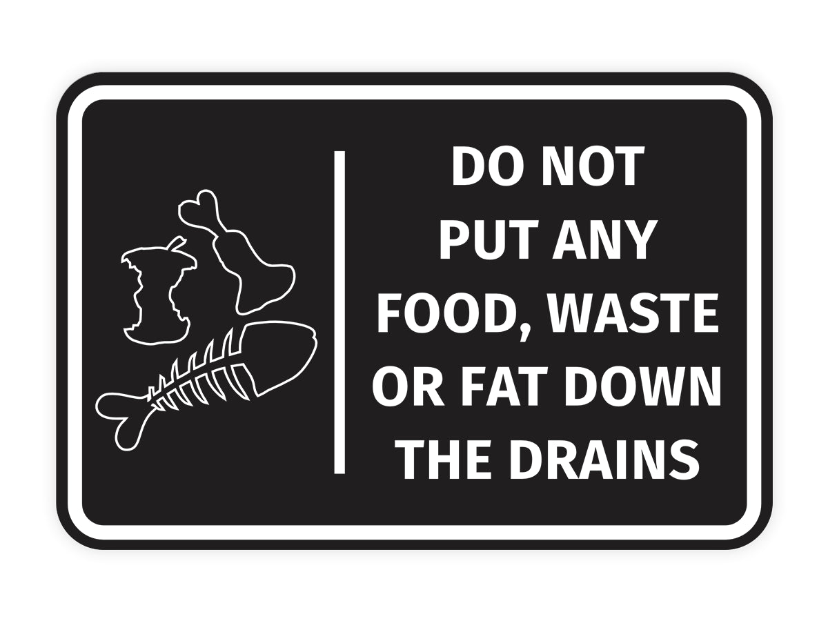 Signs ByLITA Classic Framed Do Not Put Any Food, Waste or Fat Down The Drains Door or Wall Sign Easy Installation | Health And Safety | Building And Hospitality Signs