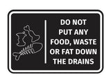 Signs ByLITA Classic Framed Do Not Put Any Food, Waste or Fat Down The Drains Door or Wall Sign Easy Installation | Health And Safety | Building And Hospitality Signs