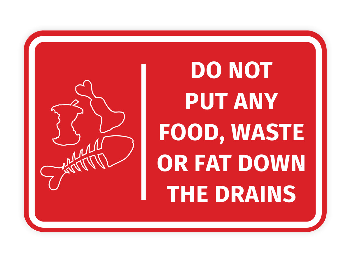 Signs ByLITA Classic Framed Do Not Put Any Food, Waste or Fat Down The Drains Door or Wall Sign Easy Installation | Health And Safety | Building And Hospitality Signs