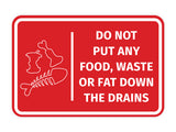 Signs ByLITA Classic Framed Do Not Put Any Food, Waste or Fat Down The Drains Door or Wall Sign Easy Installation | Health And Safety | Building And Hospitality Signs
