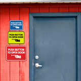 Signs ByLITA Classic Framed Push button to open door (finger pointing left) Wall or Door Sign