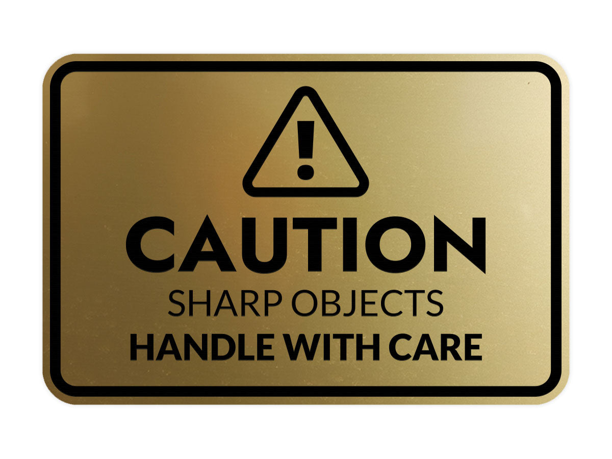 Signs ByLITA Classic Framed Caution: Sharp Objects - Handle with Care Door or Wall Sign Easy Installation | Health And Safety | Building And Warning Signs