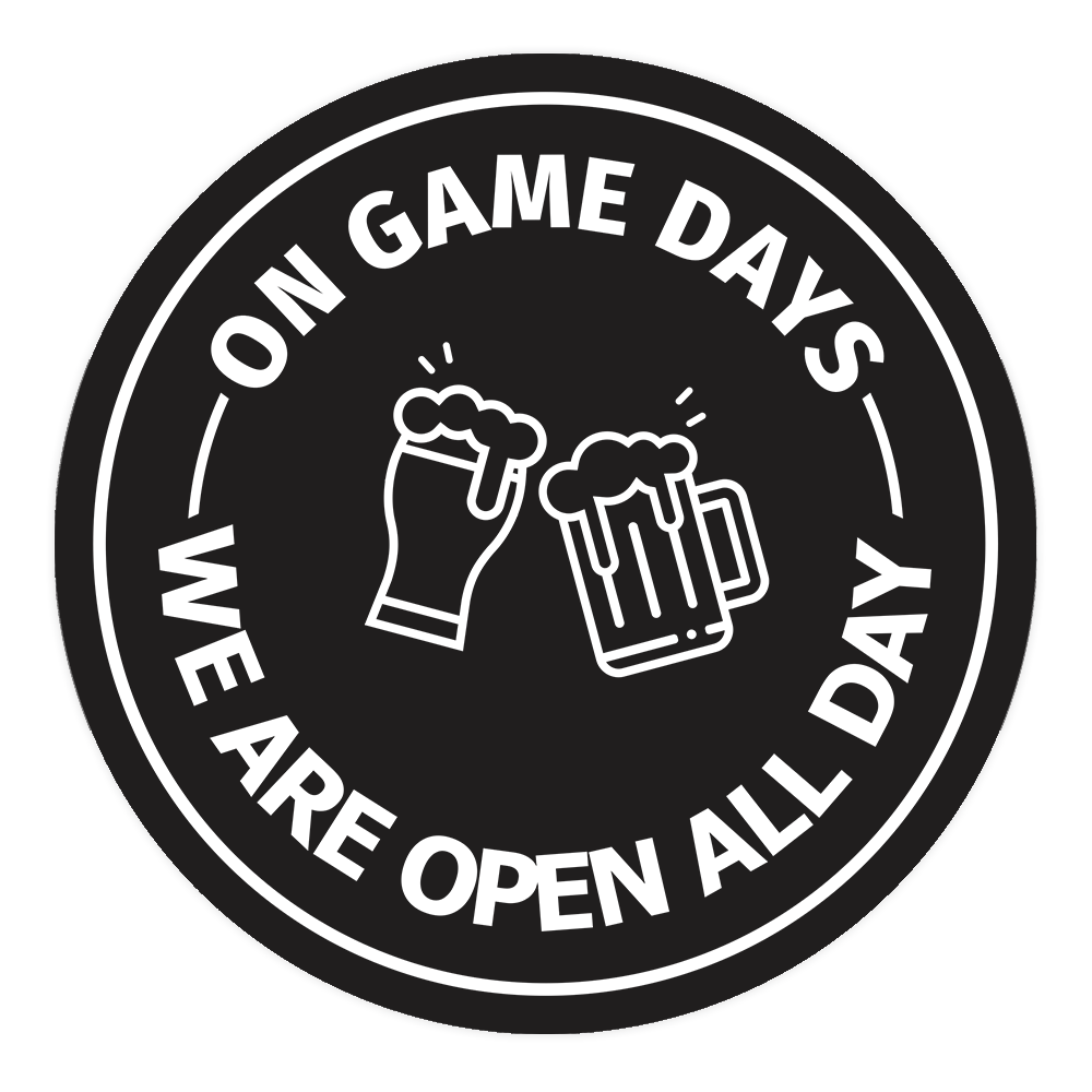 Signs ByLITA Circle On Game Days, We are Open All Day ABS Plastic | Laser Engraved | Easy Installation | Elegant Design Wall or Door Sign