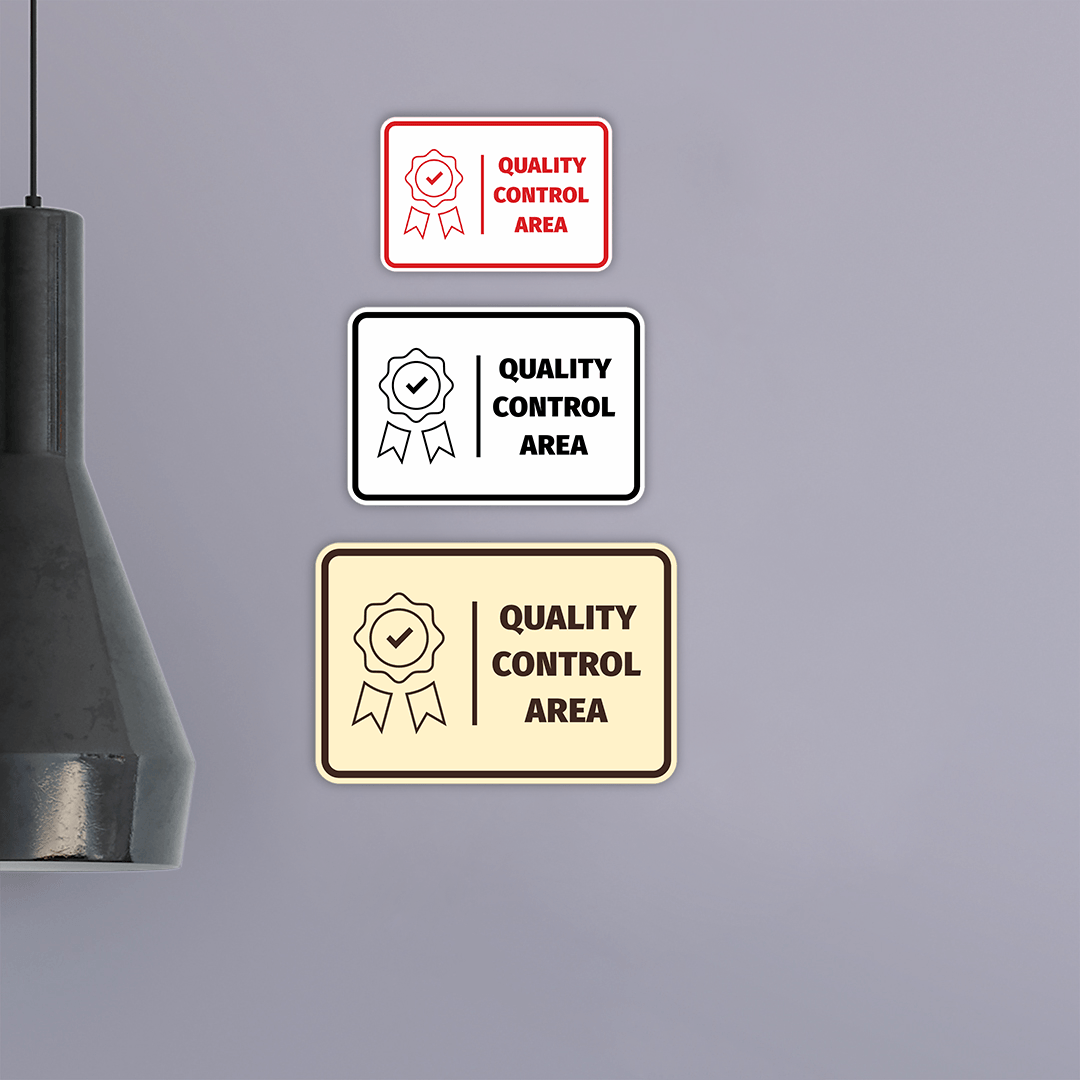 Signs ByLITA Classic Framed Quality Control Area Door or Wall Sign Easy Installation | Health And Safety | Building And Hospitality Signs