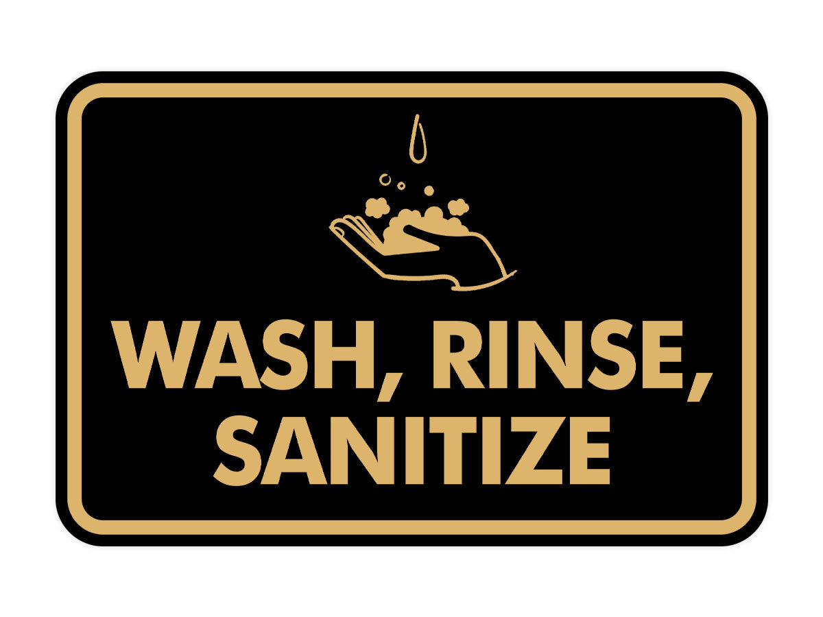 Signs ByLITA Classic Framed Wash, Rinse, Sanitize Wall or Door Sign