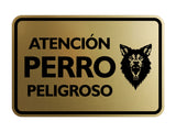 Signs ByLITA Classic Framed Atención Perro Peligroso Graphic Spanish Security Wall or Door Sign