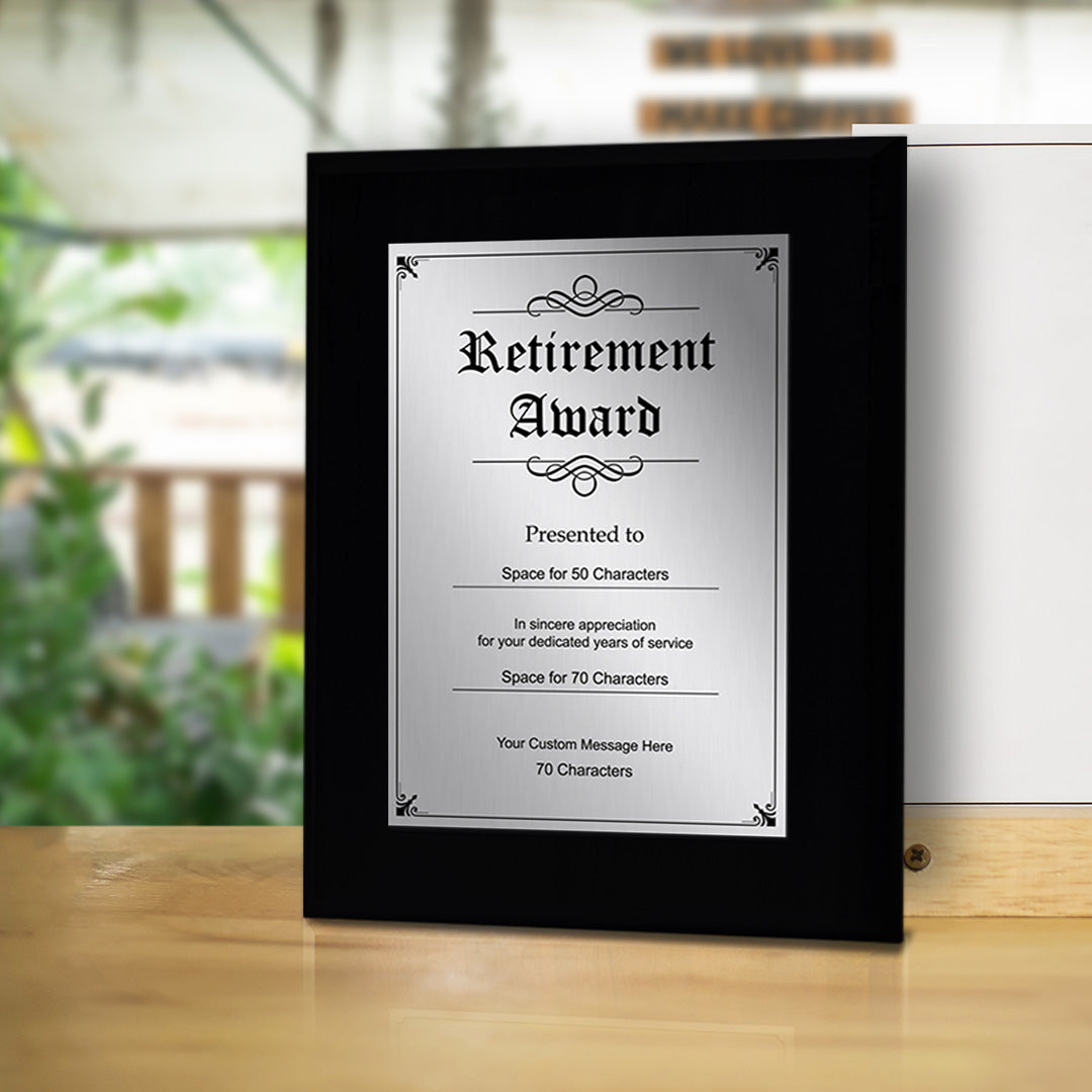 Signs ByLITA Customizable Retirement Award Wooden Plaque with Easel Stand, Engraved Gift for Employees, Organization members and Corporate Awards