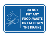 Signs ByLITA Classic Framed Do Not Put Any Food, Waste or Fat Down The Drains Door or Wall Sign Easy Installation | Health And Safety | Building And Hospitality Signs