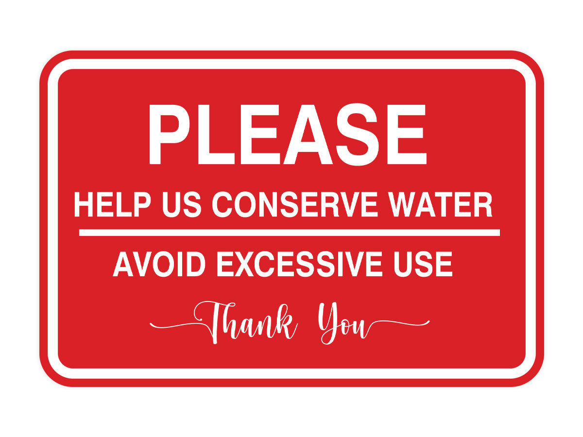 Signs ByLITA Classic Framed Please Help Us Conserve Water Avoid Excessive Use Thank You Door or Wall Sign | Eco-Friendly Home Signs