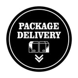 Signs ByLITA Circle Package Delivery (Package Arrow Down) Wall or Door Sign