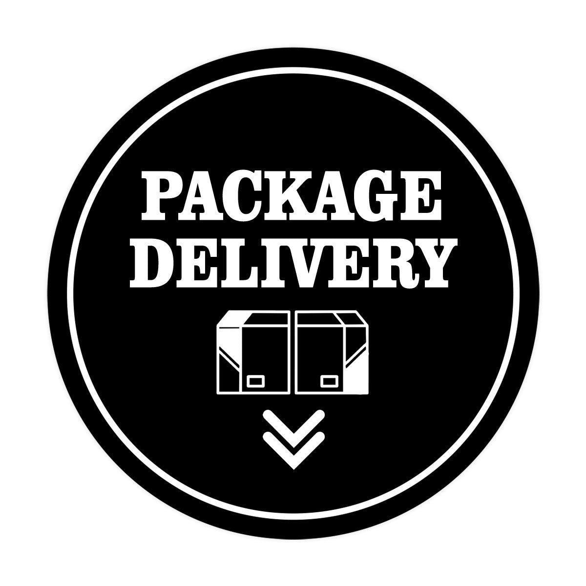 Signs ByLITA Circle Package Delivery (Package Arrow Down) Wall or Door Sign