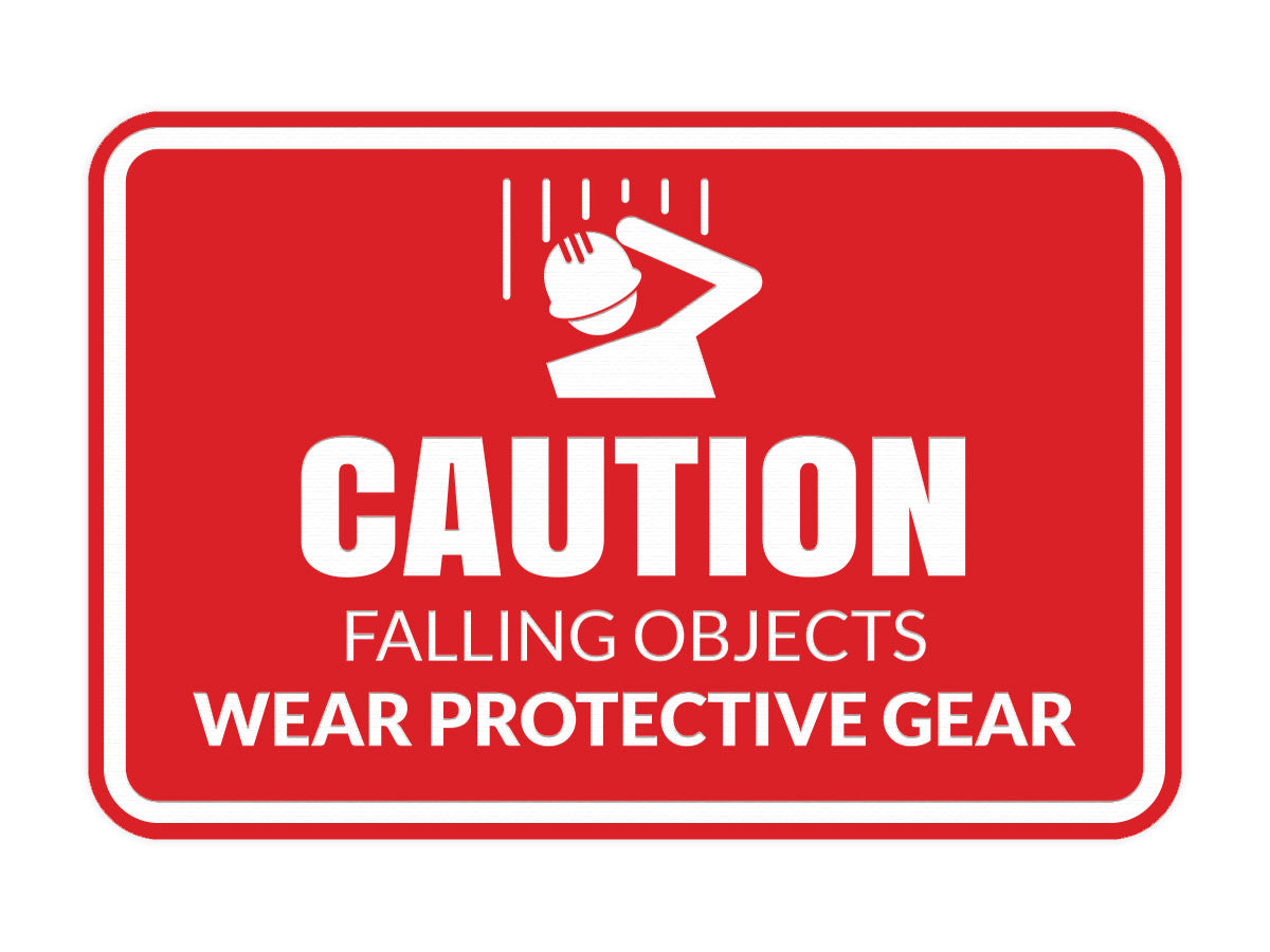 Signs ByLITA Classic Framed Caution: Falling Objects - Wear Protective Gear Door or Wall Sign Easy Installation | Health And Safety | Building And Warning Signs