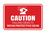 Signs ByLITA Classic Framed Caution: Falling Objects - Wear Protective Gear Door or Wall Sign Easy Installation | Health And Safety | Building And Warning Signs