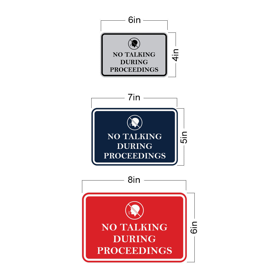 Signs ByLITA Classic Framed No Talking During Proceedings Door or Wall Sign Durable ABS Plastic | Laser Engraved | Easy Installation | Courtroom