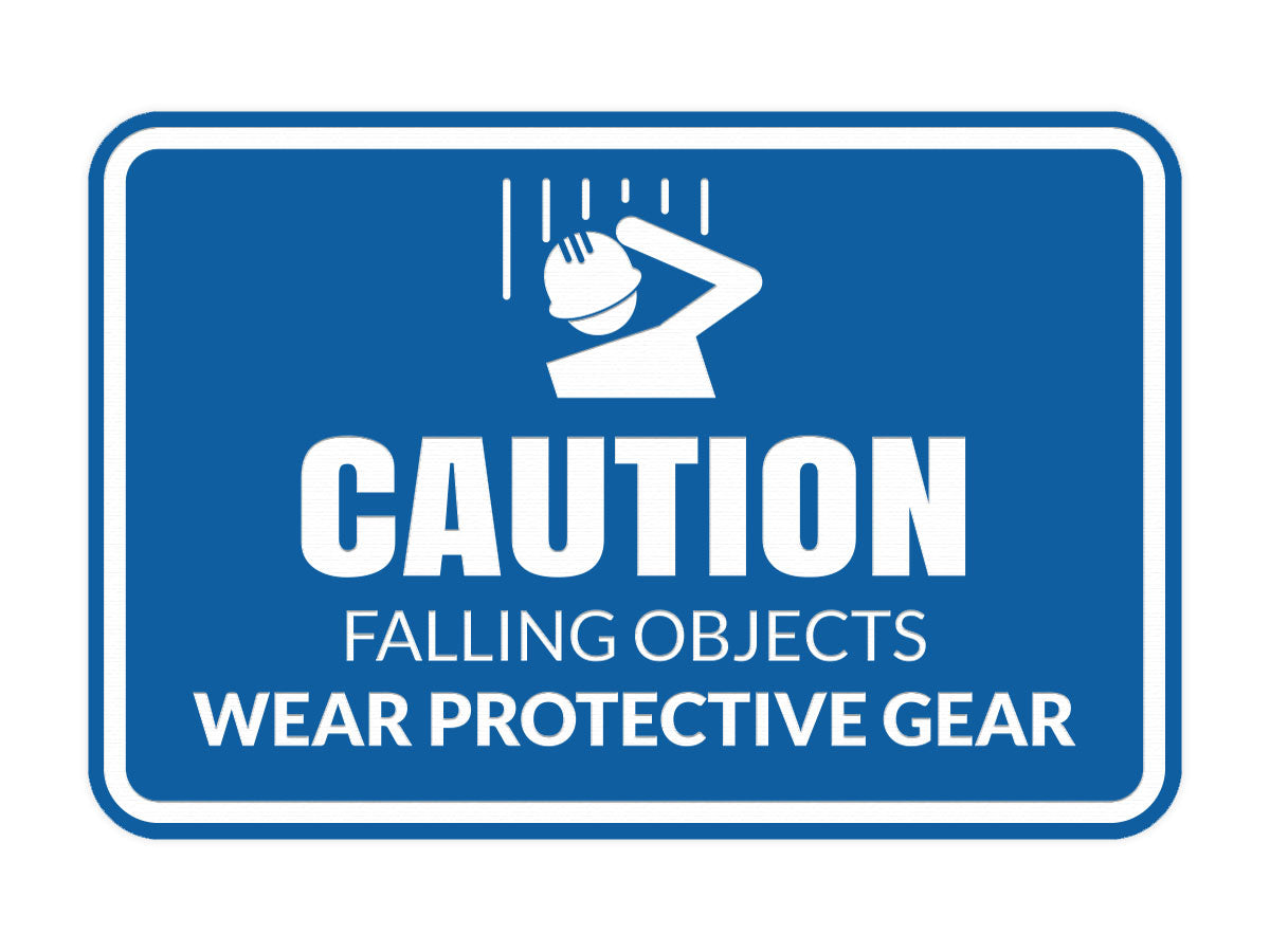 Signs ByLITA Classic Framed Caution: Falling Objects - Wear Protective Gear Door or Wall Sign Easy Installation | Health And Safety | Building And Warning Signs