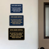 Signs ByLITA Classic Framed Gym Users Notice: We Accept No Liability For Loss or Injury Incurred While Using These Facilities Door or Wall Sign Easy Installation | Warning Health & Safety | Office & Venues