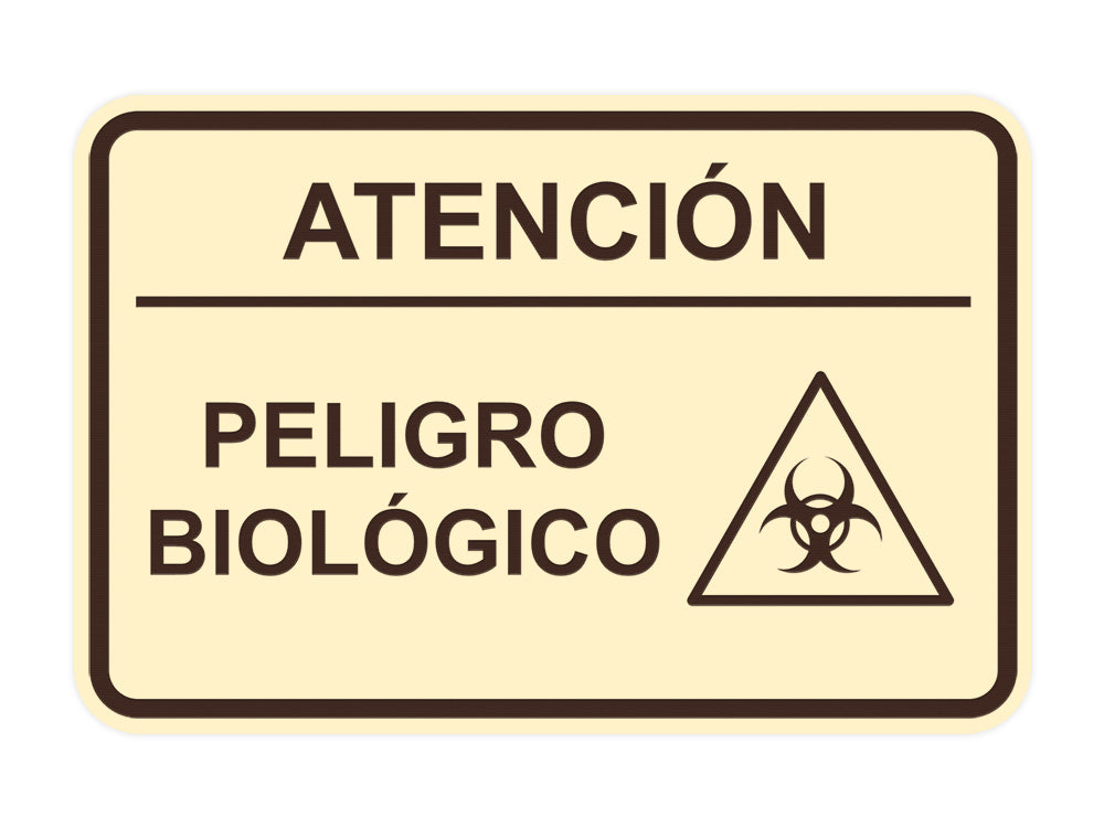 Signs ByLITA Classic Framed Atención Peligro biológico Door or Wall Sign Easy Installation | Health And Safety | Building And Hospitality