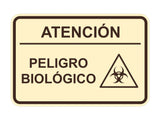 Signs ByLITA Classic Framed Atención Peligro biológico Door or Wall Sign Easy Installation | Health And Safety | Building And Hospitality