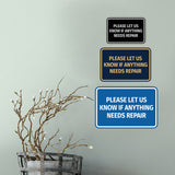 Signs ByLITA Classic Framed Please Let Us Know If Anything Needs Repair Door or Wall Sign | Eco-Friendly Home Signs