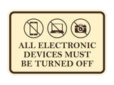 Signs ByLITA Classic Framed All Electronic Devices Must Be Turned Off Door or Wall Sign Durable ABS Plastic | Laser Engraved | Easy Installation | Courtroom