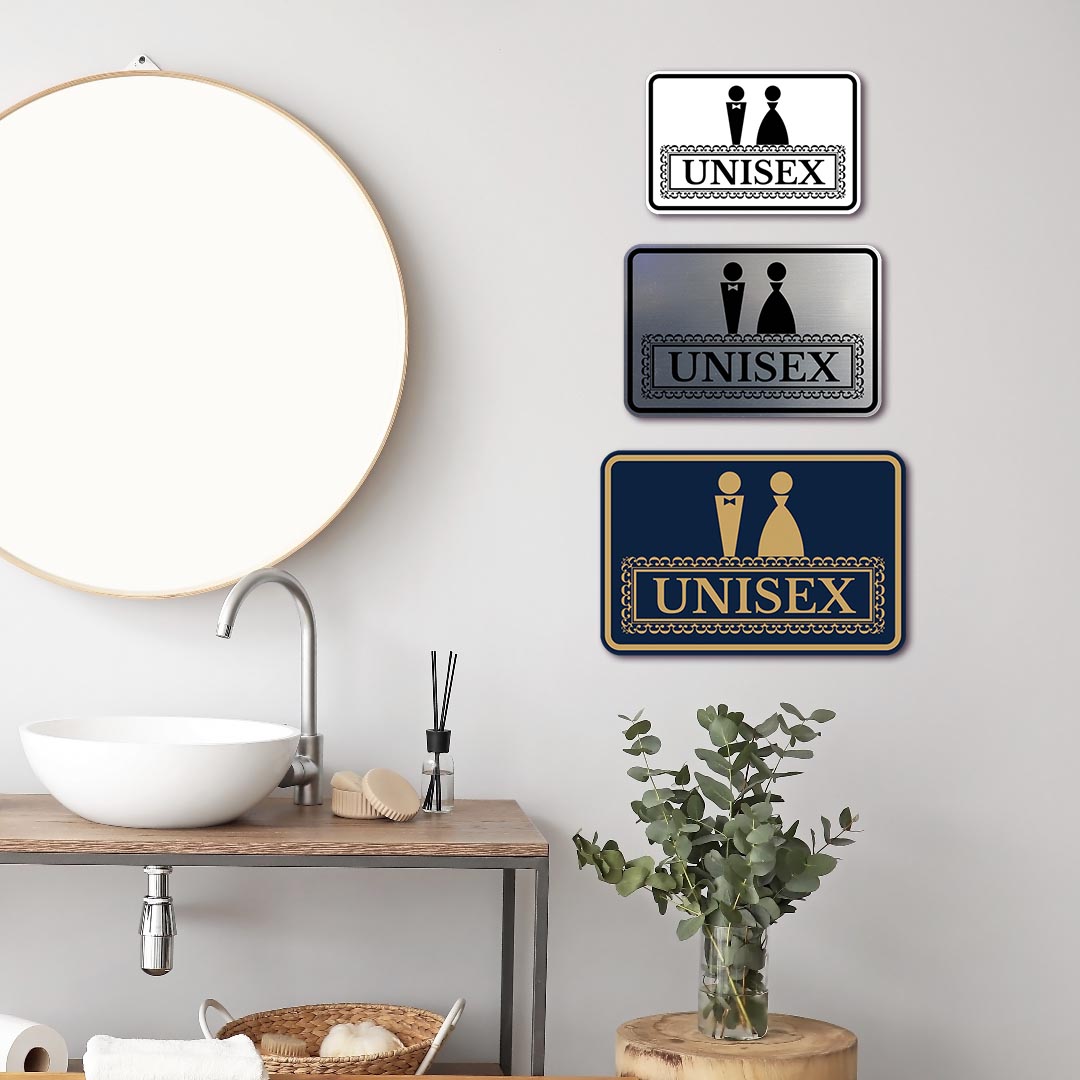 Signs ByLITA Classic Framed Unisex Vintage Bathroom Wall or Door Sign