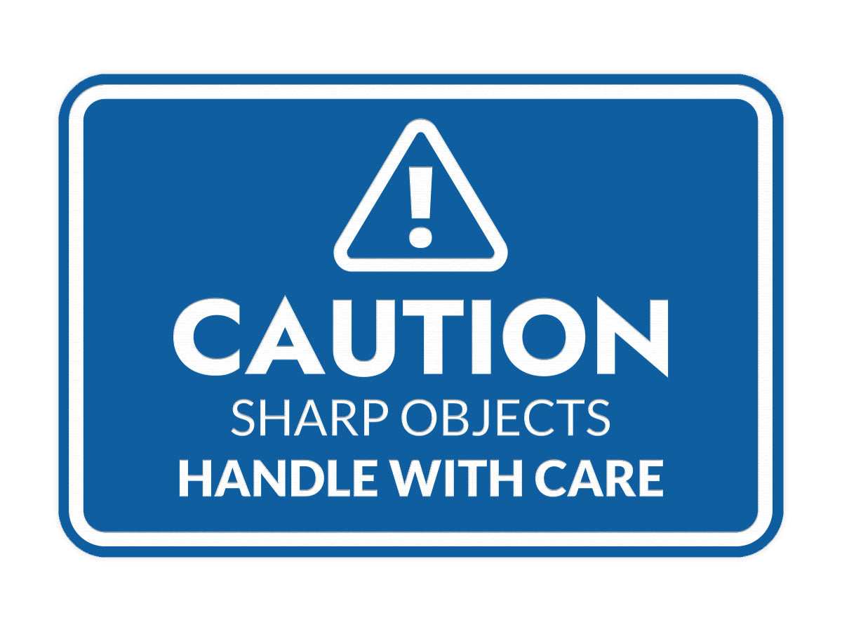 Signs ByLITA Classic Framed Caution: Sharp Objects - Handle with Care Door or Wall Sign Easy Installation | Health And Safety | Building And Warning Signs