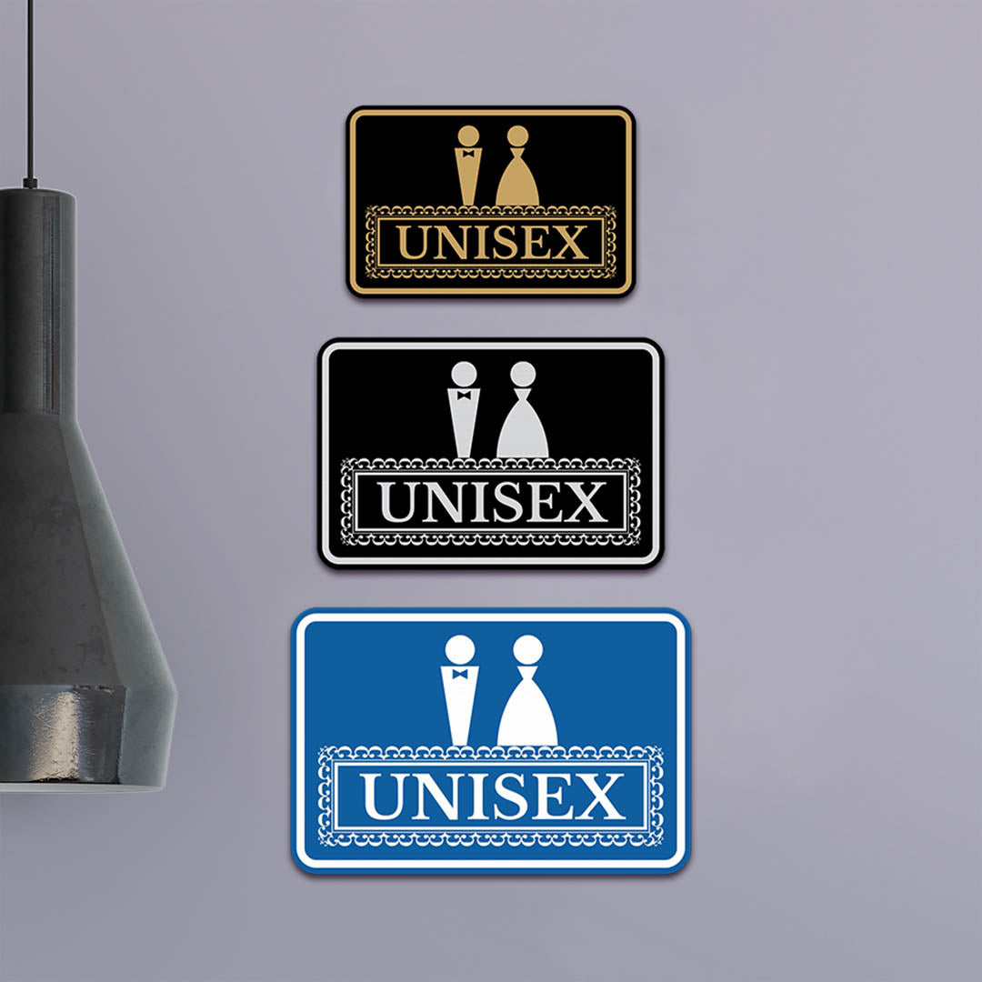 Signs ByLITA Classic Framed Unisex Vintage Bathroom Wall or Door Sign