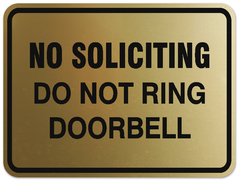 Signs ByLITA Classic Framed NO SOLICITING DO NOT RING DOORBELL Door or Wall Sign Durable ABS Plastic | Laser Engraved | Easy Installation | Elegant Design
