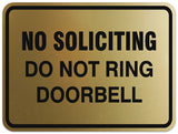 Signs ByLITA Classic Framed NO SOLICITING DO NOT RING DOORBELL Door or Wall Sign Durable ABS Plastic | Laser Engraved | Easy Installation | Elegant Design