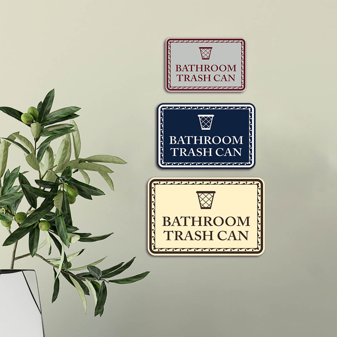 Signs ByLITA Classic Framed Bathroom Trash Can Vintage Bathroom Wall or Door Sign