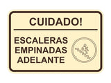Signs ByLITA Classic Framed Cuidado Escaleras Empinadas Adelante Door or Wall Sign Easy Installation | Health And Safety | Building And Hospitality