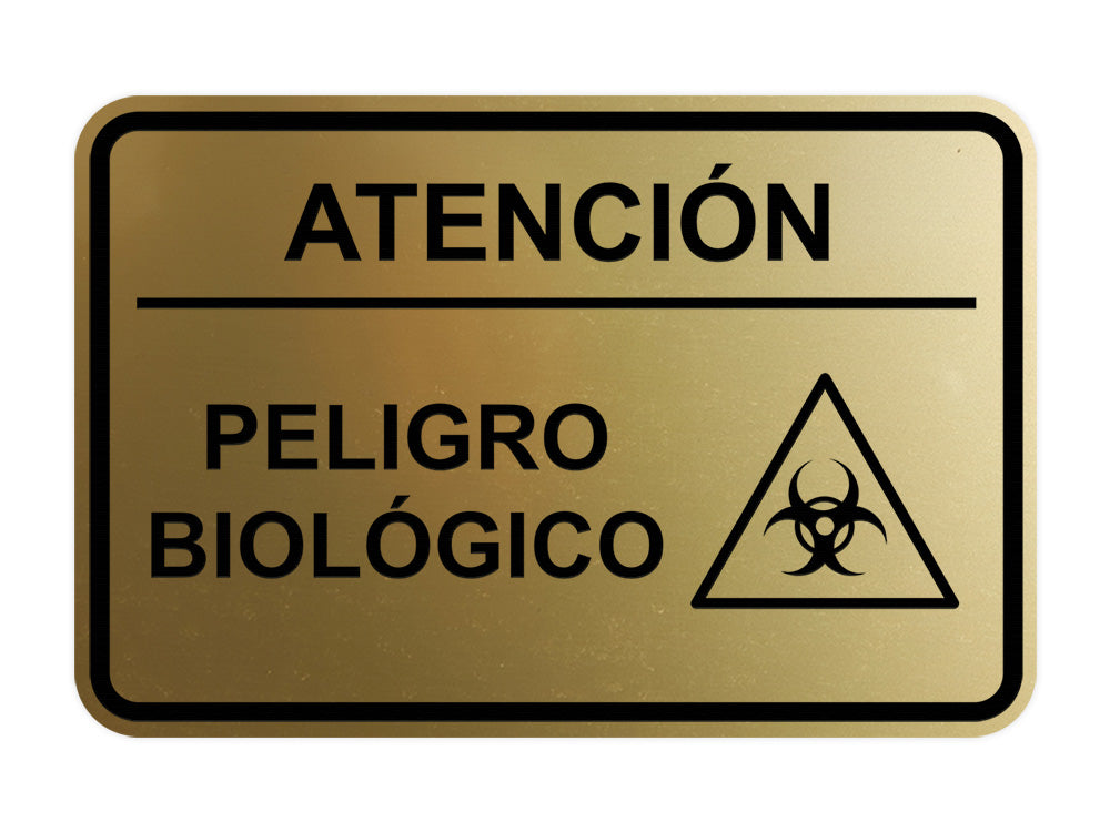 Signs ByLITA Classic Framed Atención Peligro biológico Door or Wall Sign Easy Installation | Health And Safety | Building And Hospitality