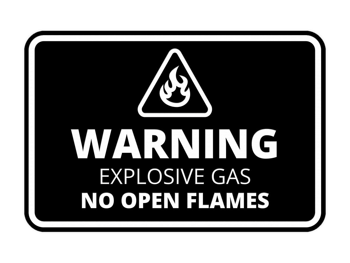 Signs ByLITA Classic Framed Warning: Explosive Gas - No Open Flames Door or Wall Sign Easy Installation | Health And Safety | Building And Warning Signs