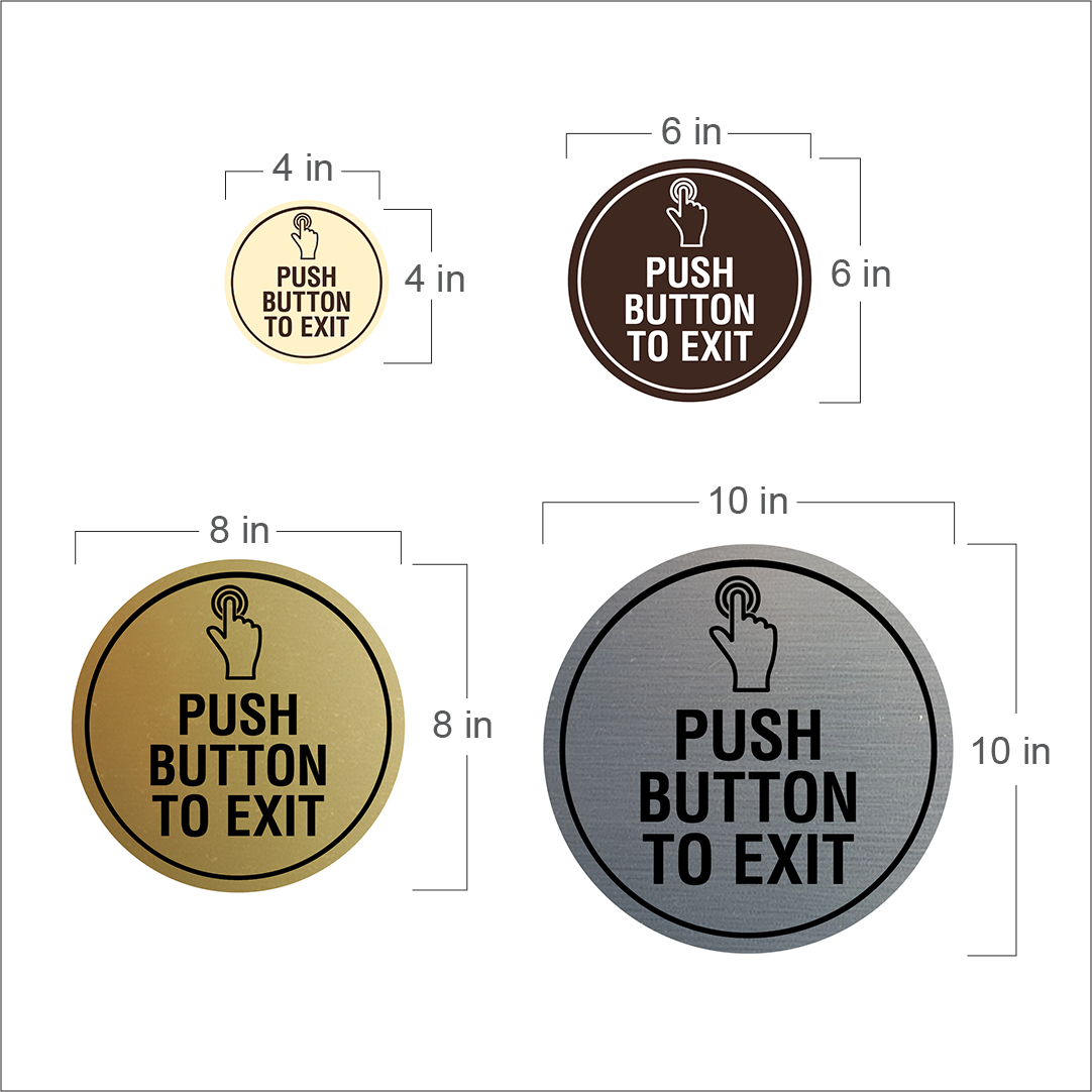 Signs ByLITA Circle Push Button To Exit Wall or Door Sign