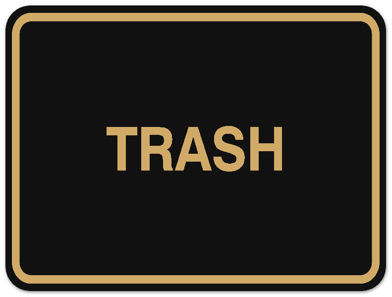 Signs ByLITA Classic Framed TRASH Door or Wall Sign Durable ABS Plastic | Laser Engraved | Easy Installation | Elegant Design