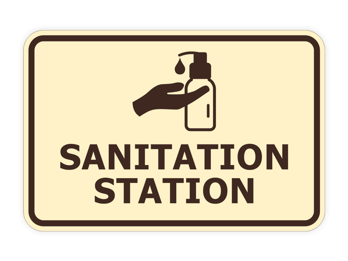 Signs ByLITA Classic Framed Sanitation Station Door or Wall Sign Easy Installation | Health And Safety | Building And Hospitality Signs