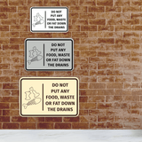 Signs ByLITA Classic Framed Do Not Put Any Food, Waste or Fat Down The Drains Door or Wall Sign Easy Installation | Health And Safety | Building And Hospitality Signs