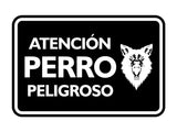 Signs ByLITA Classic Framed Atención Perro Peligroso Graphic Spanish Security Wall or Door Sign