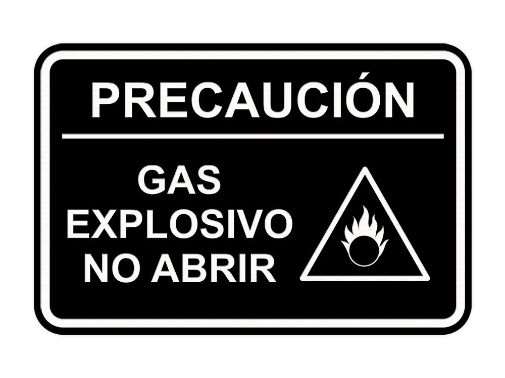 Signs ByLITA Classic Framed Precaución Gas Explosivo - No Abrir Door or Wall Sign Easy Installation | Health And Safety | Building And Hospitality