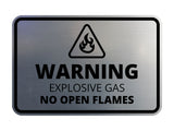 Signs ByLITA Classic Framed Warning: Explosive Gas - No Open Flames Door or Wall Sign Easy Installation | Health And Safety | Building And Warning Signs