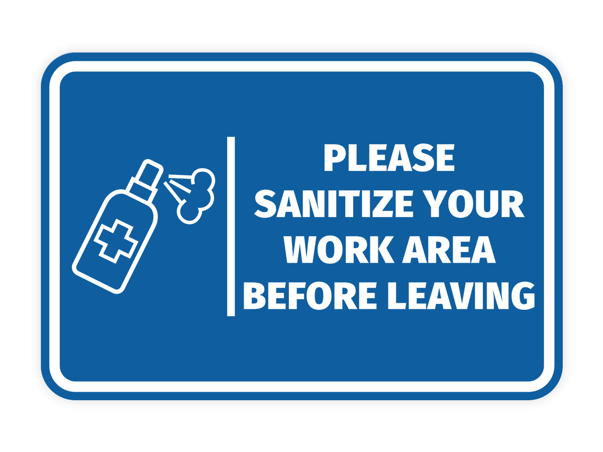 Signs ByLITA Classic Framed Please Sanitize Your Work Area Before Leaving Door or Wall Sign Easy Installation | Health And Safety | Building And Hospitality Signs